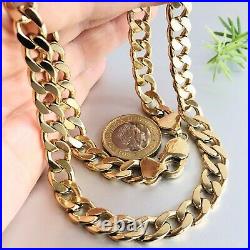 HEAVY 9ct SOLID GOLD CURB CHAIN 19+ MEN'S 71.7g (2.3 toz) GORGEOUS
