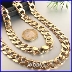 HEAVY 9ct SOLID GOLD CURB CHAIN 25 MEN'S 103.9g (3.34toz) GORGEOUS