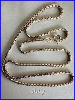 HEAVY Hallmarked 9Ct Gold Box Chain Necklace 8.82Gr, 2mm, 18, Sheffield 1978