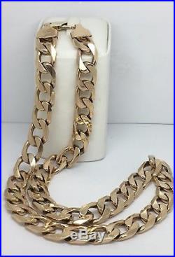 HEAVY Solid 9ct Gold Curb Chain- 24.5inch 195.3g Uk Hallmark RRP £8790