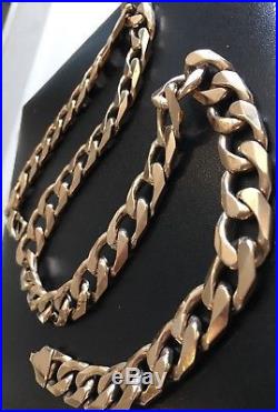 HEAVY Solid 9ct Gold Curb Chain- 24.5inch 195.3g Uk Hallmark RRP £8790