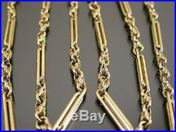 HEAVY VINTAGE 9ct GOLD BYZANTINE & BATON LINK NECKLACE CHAIN 26 inch C. 1970