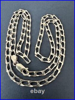 Hallmark 9Ct Gold UNISEX Flat Curb Link Chain Necklace 8.24G, 3.8mm, 53Cm London