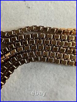 Hallmarked 9Ct Gold Box/ Venetian Chain Necklace 1.5mm, 45Cm, 4.8Gr B'ham 1977