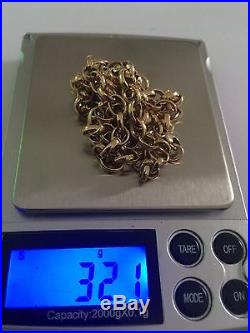 Hallmarked 9ct Gold Belcher Chain / Necklace 24 Inches 32 Grams Scrap Or Wear