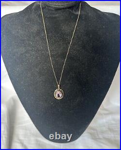 Hallmarked 9ct Gold Chain with Purple Stone 18 Long 1 Pendant GC (AN 8082)