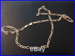 Hallmarked 9ct Gold Figaro Link Necklace 20.25 Inch (Not Scrap) 7.89g