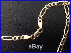 Hallmarked 9ct Gold Figaro Link Necklace 20.25 Inch (Not Scrap) 7.89g