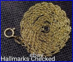 Hallmarked 9ct Yellow Gold Rope Chain Necklace (375) Not Scrap (50cm / 20Inch)