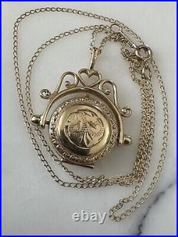 Hallmarked Vintage 9Ct Gold Swivel Locket Pendant 2.8Cm + 41.5Cm Curb Link Chain