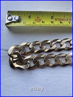Heavy 24 9ct Gold 15mm Flat Bevelled Curb Chain Necklace 118.6g full hallmarks