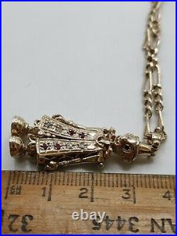 Heavy 9ct Gold Articulated Clown Pendant And Figaro Chain Necklace