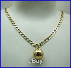 Heavy 9ct Gold Football Shaped Pendant And Chain