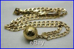 Heavy 9ct Gold Football Shaped Pendant And Chain