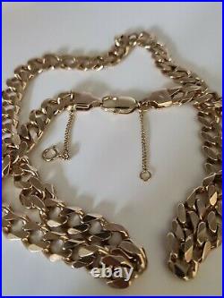 Heavy 9ct Gold Semi Rose Gold Curb Chain Necklace 72.8 grams