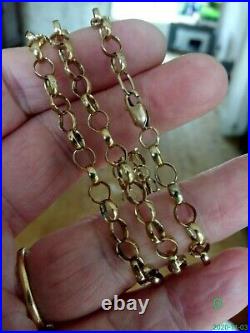 Heavy 9ct Yellow Gold Belcher Link Chain 18'' 4mm Not Scrap. 9.3 Grammes