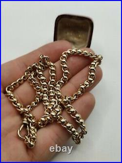 Heavy 9ct Yellow Gold Rollerball (Curb And Belcher) Link Chain Necklace