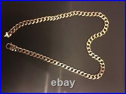 Heavy 9ct gold Curb Chain 23inches. 97 Grams 10mm Wide. Nice Solid Chain. VGC