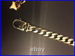 Heavy 9ct gold Curb Chain 23inches. 97 Grams 10mm Wide. Nice Solid Chain. VGC