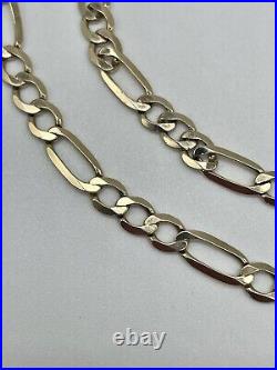 Heavy 9ct gold Figaro necklace chain Fully hallmarked 23 inches 13g. (18#)