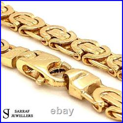 Heavy Byzantine KING 9ct Yellow Geniune Gold 5mm Wide Solid Chain Mens 24 35.6G