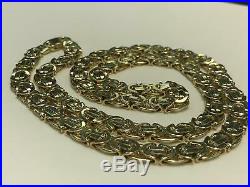 Heavy Byzantine KING 9ct Yellow Geniune Gold 7mm Wide Solid Flat Chain Men's 22