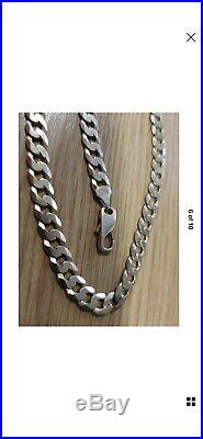 Heavy Flat 20 Curb 9ct Gold Chain 32.2grms/8mm wide