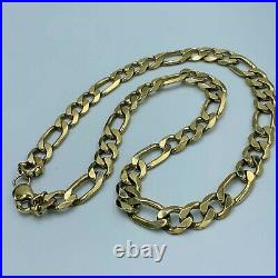 Heavy Solid 9ct 375 Yellow Gold 11mm Figaro Link 23 Necklace 99g L298