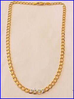 Heavy Solid 9ct Gold Flat Curb Chain Necklace Hallmarked 13.2g 18 inch 4mm