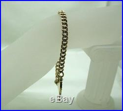 Heavy Solid 9ct Gold curb Link Bracelet With Heart Padlock Fastener