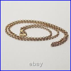 Hollow 9ct Fine BELCHER Links Pendant Chain Necklace 18'' Yellow Gold 2.20mm