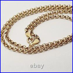 Hollow 9ct Fine BELCHER Links Pendant Chain Necklace 18'' Yellow Gold 2.20mm