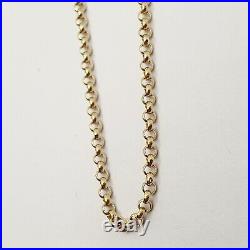 Hollow 9ct Fine BELCHER Links Pendant Chain Necklace 18'' Yellow Gold 2.20mm