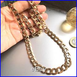IMPRESSIVE HEAVY 9ct SOLID ROSE GOLD LONG CURB LINK CHAIN 95.4g Length 24 1/2