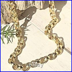 IMPRESSIVE HEAVY 9ct SOLID YELLOW GOLD BELCHER LINK CHAIN 66.8g Length 20 1/4