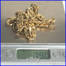 IMPRESSIVE HEAVY 9ct YELLOW GOLD SOLID Men's CURB LINK CHAIN 79g 20 ins