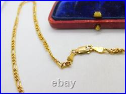 Italian 9ct Yellow Gold Essential Figaro Link Chain Necklace 18 Length Vintage