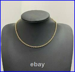 Italian 9ct solid gold rope link Chain Necklace 5.20g / 40.50cm