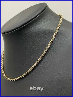 Italian 9ct solid gold rope link Chain Necklace 5.20g / 40.50cm