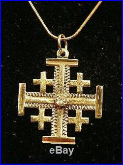 Jerusalem Cross 14k Gold With Diamond On 9ct Gold Chain