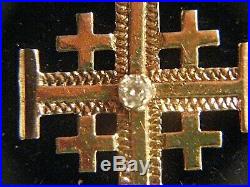 Jerusalem Cross 14k Gold With Diamond On 9ct Gold Chain