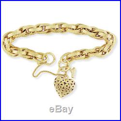 Jewelco London 9ct Gold 8.5mm Victorian Prince of Wales Charm Bracelet 7.5
