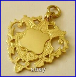 LARGE GENUINE SOLID 9K 9ct YELLOW GOLD ALBERT FOB CHAIN SHIELD PENDANT