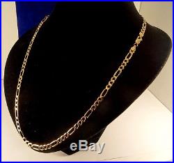 LONG Solid 9ct Yellow Gold 22.5 FIGARO Chain Necklace 14.5gr Hm 4.5mm cx886