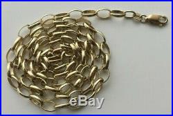 LONG VINTAGE 375 9CT GOLD BELCHER LINK CHAIN NECKLACE 24 inches 13.49g
