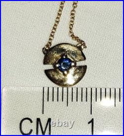 Ladies 9ct gold sapphire necklace Modern Unusual Design VGC worn twice