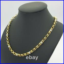 Ladies Belcher Chain 9ct (375,9K) Yellow Gold White Gold Diamante Link Chain