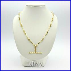 Ladies Necklace Yellow Gold 9ct (375,9K) Antique Style Chain with T Bar