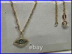 Ladies Solid 9ct Yellow Gold Womans Evil Eye Necklace&Pendant Chain 18