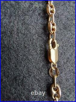 Ladies necklace 9ct solid gold, 26 puffed anchor link chain, pre-owned